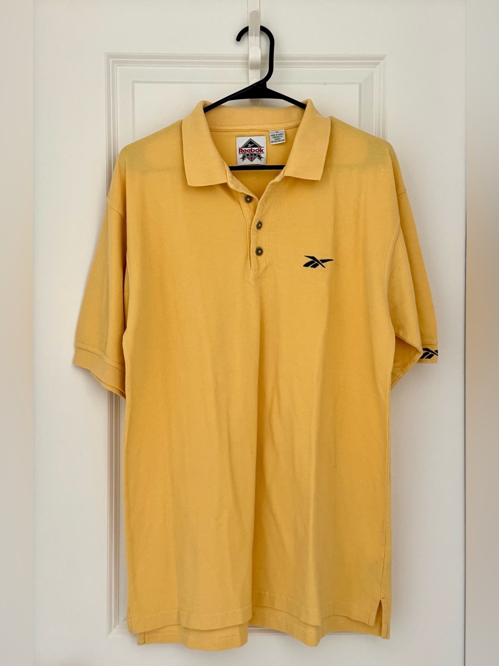 Vintage Reebok Golf Polo Shirt Men’s M Yellow Gold Loose Fit Made in Turkey